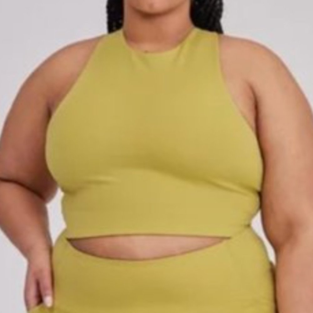 Girlfriend Collective Dylan Tank Bra in Pear - XXL